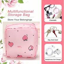 1pc Portable Sanitary Pad Organizer Bag, Multi-Functional Travel Pouch, Zipper Oxford Cloth Feminine Hygiene Storage Bag, Suitable For Teenagers And Women, For Toiletries, Sanitary Pads And Cosmetics, Back To School