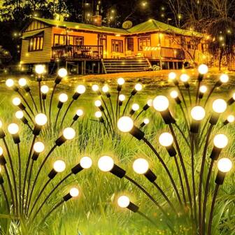 2 verpakkingen 6/8/10 /12Led Solar Garden Lights, Outdoor Firefly Lights Waterdichte Solar Garden Lights Swingende Outdoor Lights Geschikt voor Binnenplaats Terras Gang Loopbrug Decoratie, Warm Wit Halloween Kerstmis Thanksgiving Cadeau