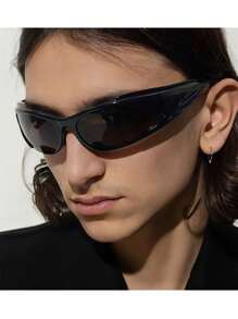 1pc Punk Style Solid Color Wrap Around Fashion Glasses - Cycling Glasses, Retro Cat Eye Fashion Glasses For Outdoor Sports, Suitable For Men & Women