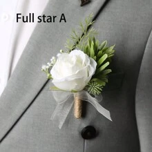 白玫瑰婚礼新娘新郎伴娘伴郎父母胸花婚礼姐妹腕花 1 件，情人节，礼物