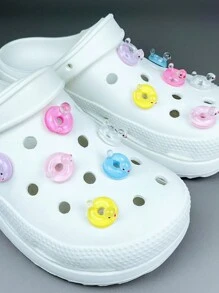 6/12 Pcs Semi-Transparent Jelly Color Cute Duck Shape Resin Decoration Charms, Detachable Accessory For Clogs & Hollow Out Clogs - Multicolor - View 7