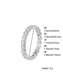 Charm-In 女士简约黄铜镀银戒指，镶嵌立方氧化锆，是送给女友、妈妈、妻子的理想礼物——低过敏性且不褪色，可叠戴 - 銀色 - 查看 7