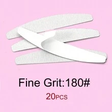 NailShine 20pcs Stainless Steel Replaceable Sandpaper Nail Buffer Bar With Grey Zebra Pattern, Washable & Tearable, 180 Grit (Please Buy Stainless Steel Piece Separately) - Grey - View 12