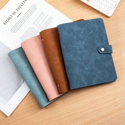 1pc A5 Or 2pcs Multi-Color A5+A6 Soft Leather Loose-Leaf Binder Cover Set, No Accessories