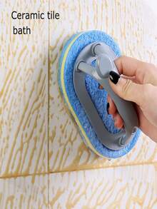 廚房浴室清潔用磨砂器，適用於瓷磚、玻璃、水槽和爐灶 - 藍色手把+3層藍色海綿刷 - 查看 8