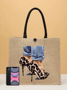 Canvas Letter Printed Travel 2pcs Tote Bag Set