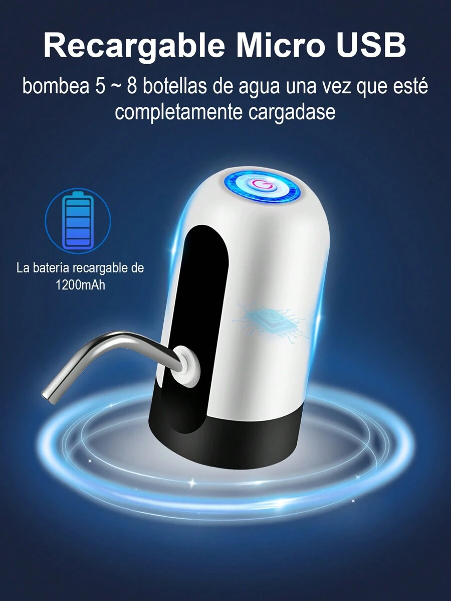 1 Pieza Dispensador de agua automático con luz LED - Blanco y Negro - Ver 1