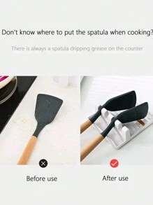 1pc Multipurpose Wall-Mounted RackFor Kitchenware,With Scoop Spoon Pad, Chopsticks& Pot Cover Holder