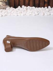 Women's Pointed Toe High Heel One-Piece Work Shoes, Waterproof & Skidproof Brown Pumps