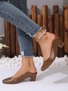 Women's Pointed Toe High Heel One-Piece Work Shoes, Waterproof & Skidproof Brown Pumps