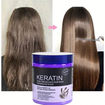 Mascarilla capilar de queratina para cabello teñido. Repara el cabello seco y dañado por el color/teñido/decolorado - Proteína natural de queratina, biotina, colágeno y aceites naturales