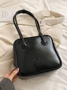 Meige Snur Good大容量通勤包，2024新款潮时尚单肩包，百搭女士单肩托特包 - 黑色 - 查看 6