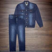 Men's Denim Classic Jean Suit Outfit - 藍色 - 查看 1