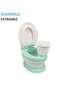 Baño entrenador con asiento acojinado con tapa y recipiente - Verde - Ver 5