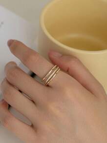 1PC Small Fresh Double Ring Women's Simple Personality Flower Ring Women's Open Ring Jewelry Elegant Halloween