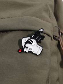 1 件卡通纹身机设计心形胸针，只爱你翻领别针金属合金徽章配饰，适合男女日常佩戴情人节、妈妈、母亲、母亲节、礼物 - 愛心 - 查看 5