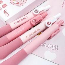 [4支/盒] 可爱中性黑色墨水速干按压式圆珠笔，高品质文具，适用于学生、考试、书写等。 - 黑色 - 查看 7