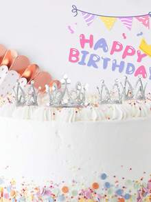 1入組15入組和10入組迷你銀色皇冠和蛋糕造形復古頭飾鬆餅頂級裝飾，非常適合婚禮、生日派對女王公主照片道具，是活動珠寶首選。頭飾 - 10個迷你少鑽皇冠 - 查看 5