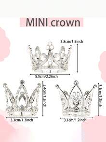 1入組15入組和10入組迷你銀色皇冠和蛋糕造形復古頭飾鬆餅頂級裝飾，非常適合婚禮、生日派對女王公主照片道具，是活動珠寶首選。頭飾 - 10個迷你少鑽皇冠 - 查看 4