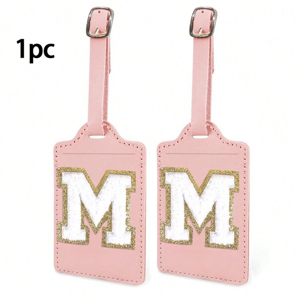 Initial Luggage Tag For Suitcases TSA Approved, PU Leather Personalized Letter Luggage Tags With Privacy Cover Name Card, White Cute Monogrammed Travel Backpack Tags For Women Kids Travel Essentials For Travel Backpack Travel Bag Luggage Suitcase Travel Gear Back To School