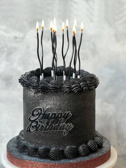 12 قطعة من الشموع بتصميم حلزوني متعرج باللون الأسود لتزيين حفلات عيد الميلاد والاحتفالات بالذكرى السنوية