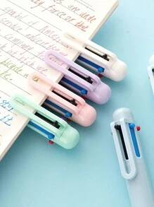 1pc Pure Design Multi Color Ballpoint Pen 0.5mm 6 In 1 Roller Ball Pen Spot Liner Marker Office School Back To School