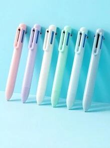 1pc Pure Design Multi Color Ballpoint Pen 0.5mm 6 In 1 Roller Ball Pen Spot Liner Marker Office School Back To School