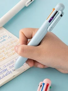 1pc Pure Design Multi Color Ballpoint Pen 0.5mm 6 In 1 Roller Ball Pen Spot Liner Marker Office School Back To School