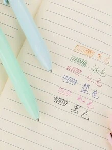 1pc Pure Design Multi Color Ballpoint Pen 0.5mm 6 In 1 Roller Ball Pen Spot Liner Marker Office School Back To School