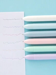 1pc Pure Design Multi Color Ballpoint Pen 0.5mm 6 In 1 Roller Ball Pen Spot Liner Marker Office School Back To School