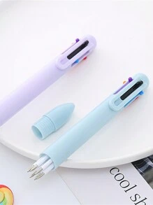 1pc Pure Design Multi Color Ballpoint Pen 0.5mm 6 In 1 Roller Ball Pen Spot Liner Marker Office School Back To School