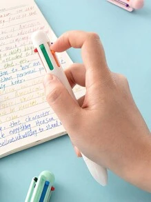 1pc Pure Design Multi Color Ballpoint Pen 0.5mm 6 In 1 Roller Ball Pen Spot Liner Marker Office School Back To School