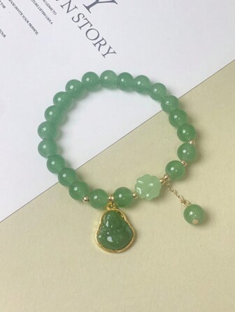 1 pièce Pendentif Bouddha en verre de Murano à quatre feuilles de trèfle pour la Saint-Valentin des femmes