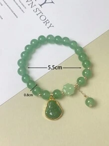 1pc Murano Glass Four Leaf Clover Buddha Pendant Lady Valentines - Mint Green - View 4