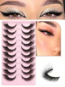 10對貓眼睫毛，0.63英寸自然外擴式，8D蓬鬆人工眼睛假睫毛，自然蓬鬆立體眼妝必備 - 眼尾拉長款 - 查看 1