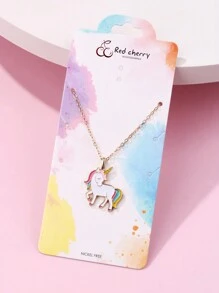 1 peça Colar Pendente de Unicórnio Animal Feminino em Liga de Zinco com Pingente de Óleo Colorido, com Corrente Dourada, Adequado para Uso Diário, Joia