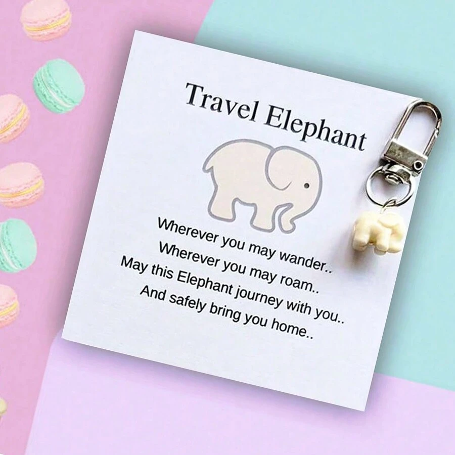 1pc Travel Elephant, Elephant Keychain, Lucky Elephant, Travel Gift, Elephant Keyring, Birthday Gift For Friends, Good Luck Charm - Elephant - View 1