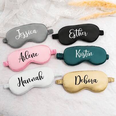 Personalized Satin Eye Mask, Customized Sleep Mask For Bridal Party, Bridesmaid Sleep Mask, Bachelorette Party Gift, Wedding Birthday Christmas Gift For Women