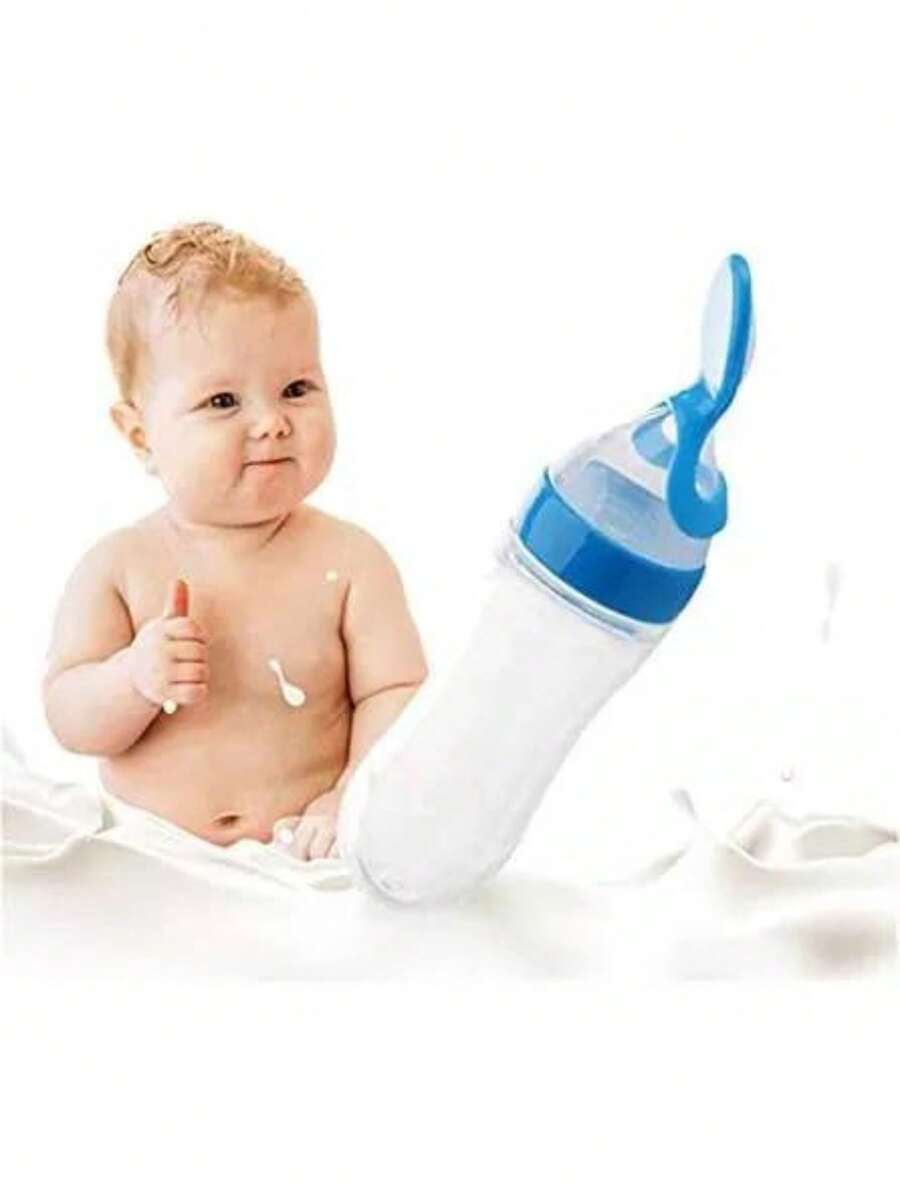 Deny Toys Biberón Exprimible De Silicona Suave Para Alimentos - Azul - Ver 1