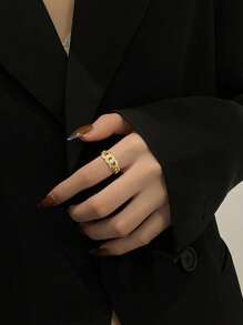 1PC Small Fresh Double Ring Women's Simple Personality Flower Ring Women's Open Ring Jewelry Elegant Halloween