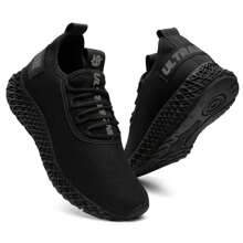 Ultrabone Black Unisex Sports Shoes Walking Running Gym Training + Watch - 黑銀 - 查看 2