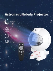 可愛的LED太空人天體星空夜燈，具有多種顏色和遙控，星系星空投影LED夜燈，適用於房間/臥室裝飾、客廳裝飾、天花板裝飾、婚禮裝飾、節日派對裝飾、家庭多場景、戶外露營-投影照明禮物/附DIY卡通貼紙！USB供電 - 白色 - 查看 11