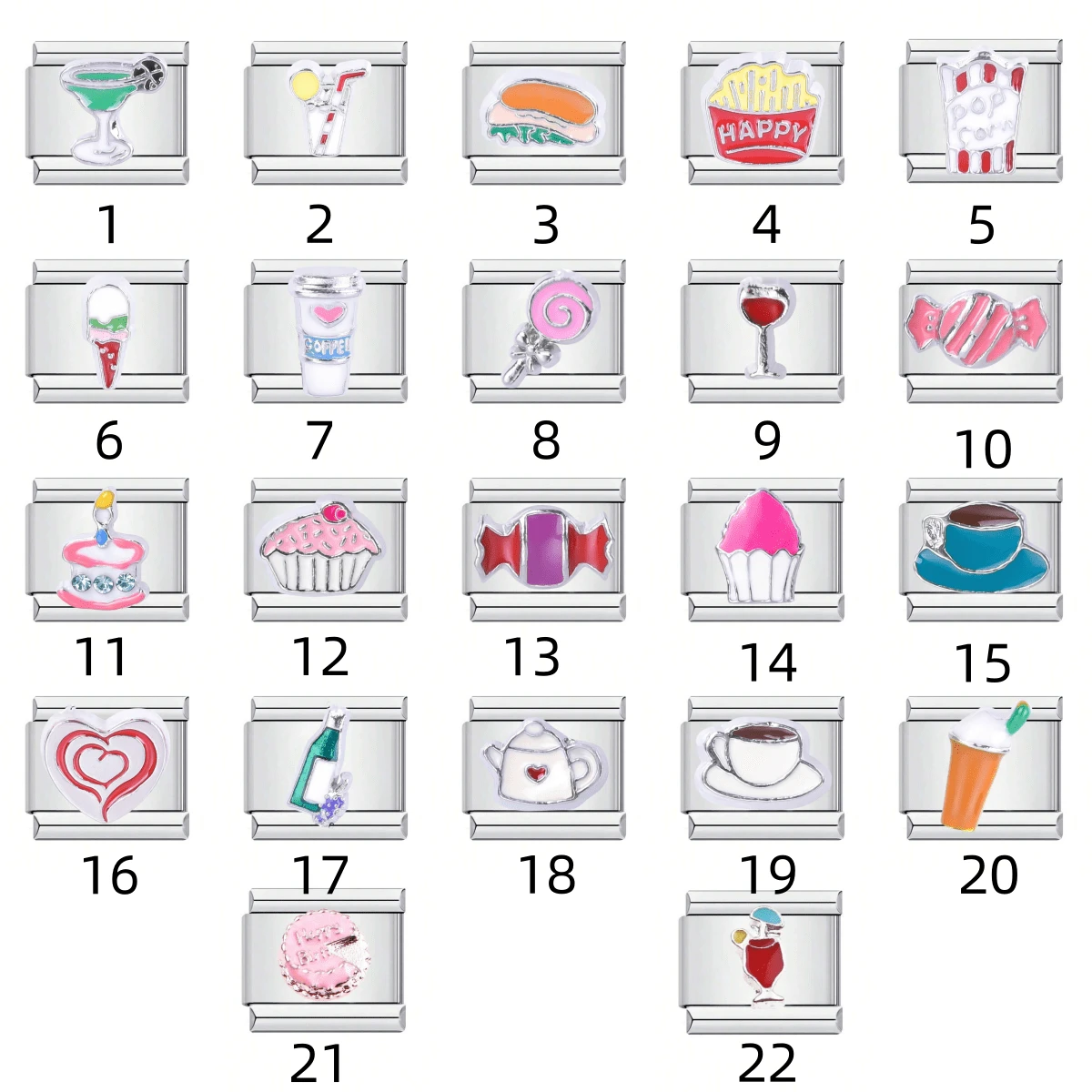 2024 New Stainless Steel Beverage & Dessert Series Modular Bracelets, Unisex Customizable Assembling Personalized Chain - Multicolor - View 1