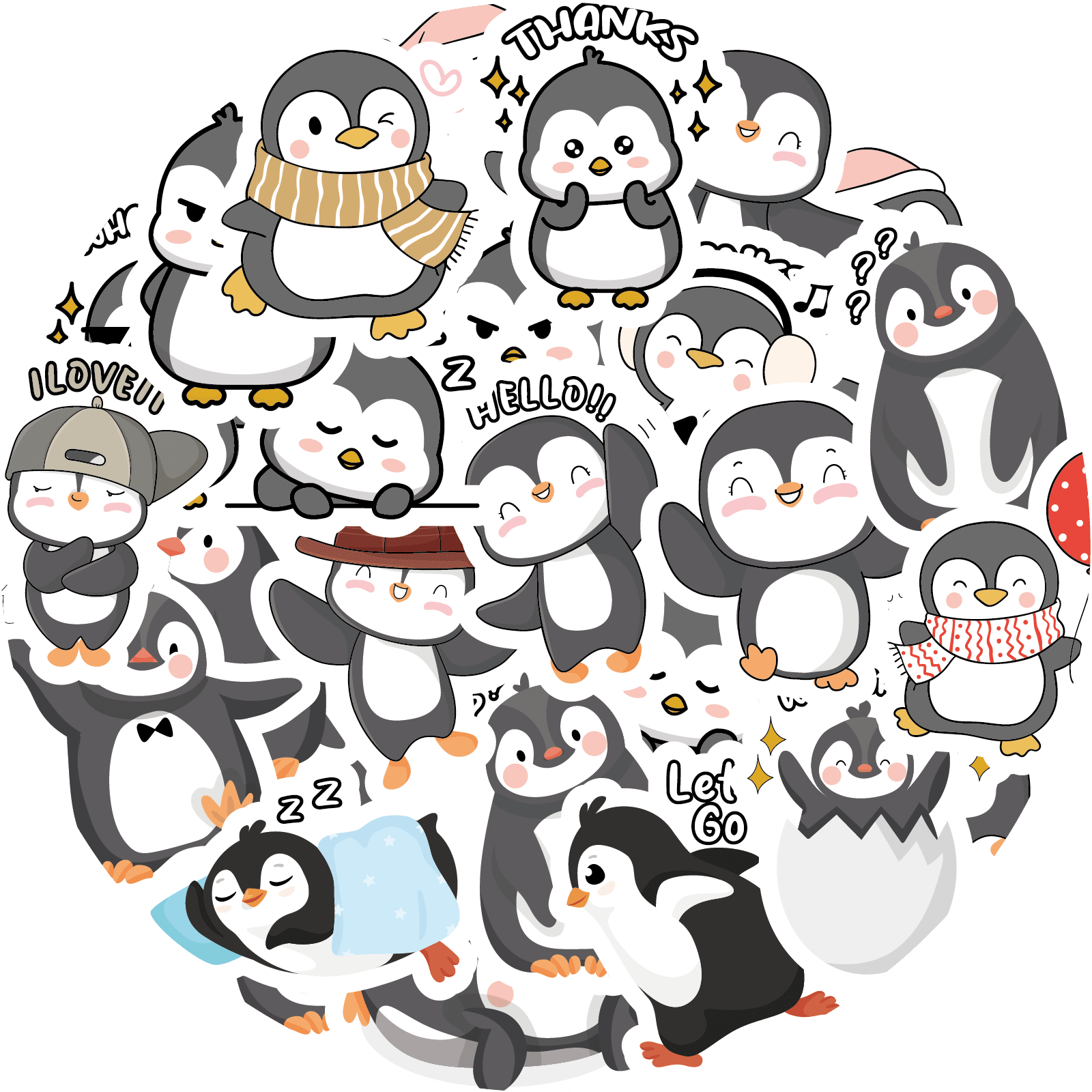 46 قطعة ملصقات بأنماط بطريق لطيفة لأجهزة الكمبيوتر المحمول وزجاجات المياه والحقائب والصدمات وحفلات وديكور المنزل، قابلة لإعادة الاستخدام، ملصقات متعددة الألوان