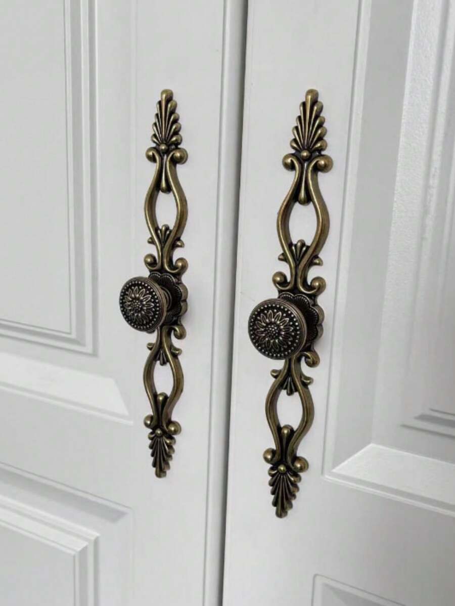 2pcs/4pcs European Style Zinc Alloy Carved Retro Drawer Handle Vintage Cabinet Pulls
