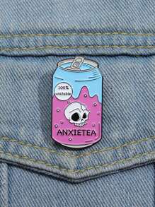 1 pieza Broche de Pin con diseño de esqueleto y frase de té de ansiedad, regalo para amantes del té, adecuado para uso diario de hombres, San Valentín, mamá, madre, Día de la Madre