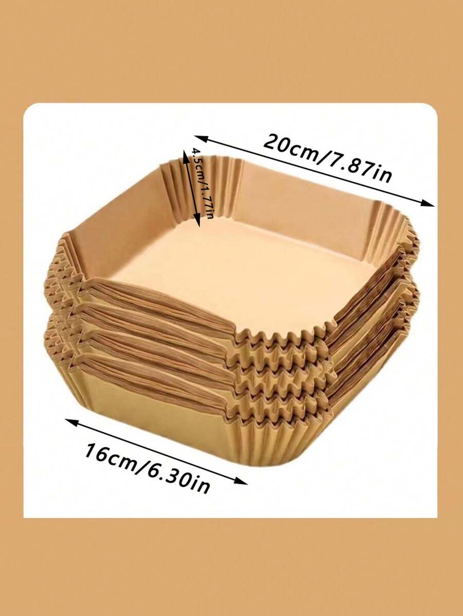 25/50/100 miếng lót nồi chiên không dầu vuông chống dính, giấy dầu, thảm nướng chống dầu chịu nhiệt độ cao, giấy dùng một lần cho nồi chiên không dầu, giấy nướng nồi chiên không dầu, khay đựng thực phẩm & giấy chống dầu, thích hợp để nướng bánh mì, bánh tart, khoai tây, hải sản, bánh ngọt, không thấm nước, chống dầu, chịu nhiệt, phụ kiện lò nướng, dụng cụ làm bánh, đồ dùng nhà bếp, phụ kiện nhà bếp, dùng để nướng, đồ dùng nấu ăn bằng lò vi sóng