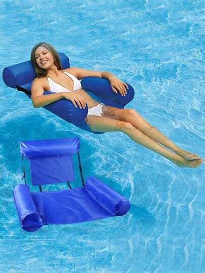 Nueva cama flotante plegable e inflable con respaldo, silla flotante inflable, hamaca flotante para playa, piscina, fiesta, parque acuático diversión