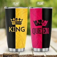 1pc King/Queen 20OZ Couple Vacuum Bottle Travel Mug/Car Cup/Beer Cup Stainless Steel Thermal/Insulated Multi-Functional Cup