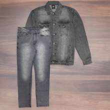 Men's Denim Classic Jean Suit Outfit - Grey - View 1